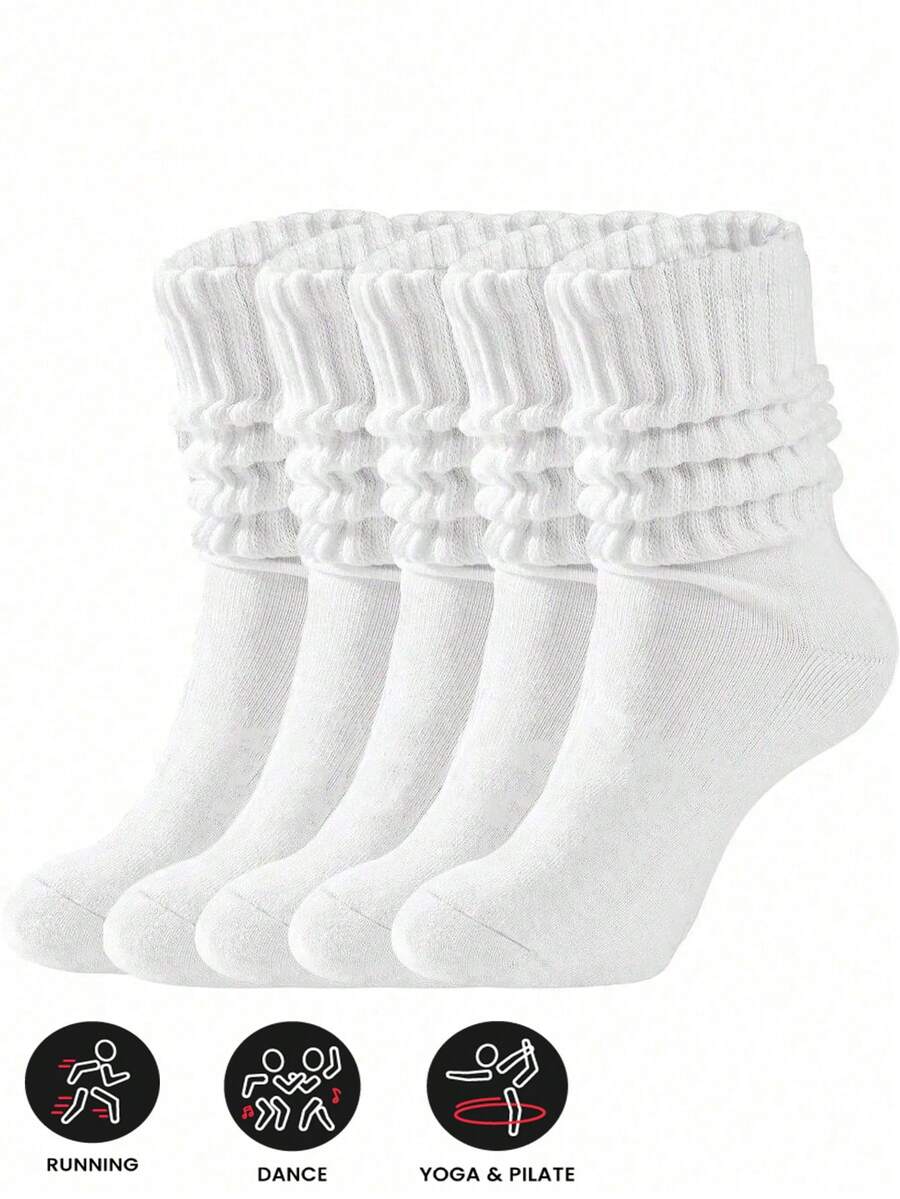 1/3/5/10/15/20 Pairs Minimalist Casual White Soft Long Socks, Comfortable Socks, Fluffy Socks, Long Socks And Sports Socks, Suitable For All Seasons - Multicolor - View 1