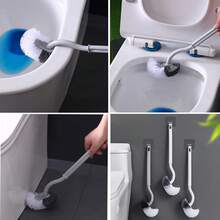 Set di 4 spazzole per WC curve, testina angolata a forma di S per la pulizia degli angoli difficili da raggiungere, manico lungo in plastica, setole resistenti per il WC - 4 pezzi - Visualizzare 5