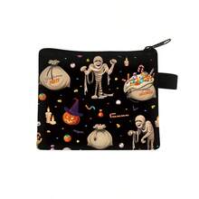 Túi đựng phụ kiện hút thuốc phong cách Halloween sáng tạo, ví đựng xu nhỏ cầm tay, túi đựng phụ kiện in họa tiết Halloween, quà tặng lễ hội Halloween! - Kiểu khóa kéo - Xem 4