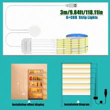 8mm COB LED Light Strip With Dimmable Touch Sensor And USB Interface, 1m/2m/3 Meters Warm White, Dotless Cuttable Tape, Suitable For Kitchen Cabinets, Wardrobes, Shoe Racks, Bedroom Decoration, Christmas, Halloween And Other Occasions. - Warm White - View 13
