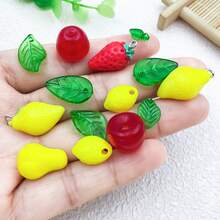 50 hạt acrylic hình lá trái cây nhiều màu làm trang sức DIY, charm cho hoa tai, vòng tay và dây chuyền - Nhiều màu - Xem 7