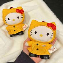 Sanrio Cute Yellow Raincoat Hello Kitty Plush Pendant, Glossy PU Waterproof Cartoon Plush Doll Bag Charm, Fashion Backpack Decoration Accessory, Sweet Gift For Girls - Yellow - View 4