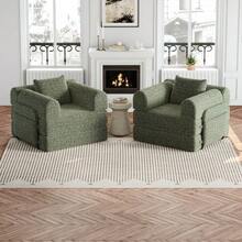 [Patented Design] 2-In-1 Chenille Sofa Bed With Storage Compartment In The Armrest, Three Metal Frames, And Multiple Configuration Options. - 綠色 - 查看 2