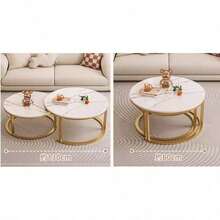Luxury Small Coffee Table, Minimalist Modern Round Side Table For Small Living Room, Simplistic Design - White - View 4