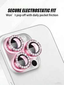 Gorilla Hero 1 Pack, Compatible With IPhone Pink Shiny Rhinestone Camera Lens Protector, Personalized, Waterproof, Dustproof, Shockproof, Scratch-Resistant, Anti-Collision, No-Trace, Using Advanced Adhesive, Not Easy To Fall Off Compatible With IPhone Ultra/18 Pro Max/18 Pro/18/17 Pro Max/17 Pro/17 Air/17/16 Pro Max/16 Pro/16 Plus/16/15 Pro Max/15 Pro/15 Plus/15/14/13/12 And Other Models. - Pink - View 3