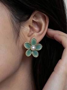 2/6/12 Pairs Stainless Steel Earrings Set, Geometric Heart Asymmetric Green Earrings, Valentine's Day Gift, Random Mix, Elegant Women's Jewelry, Women's Halloween Earrings, Wedding Season Accessories - Multicolor - View 4