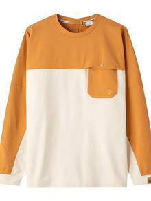 Timberland New Outdoor Round Neck Versatile Casual Sports Long Sleeve Top For Men - Beige/Orange - View 3