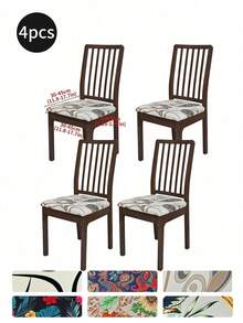 Waterproof Stretch Printed Dining Chair Slipcover, Machine Washable Removable Elastic Cover With Drawstring, Universal Milk Fiber Furniture Protector, Stain Resistant Anti-Scratch For Kitchen, Office & Pet Friendly Homes - Multicolor - View 53