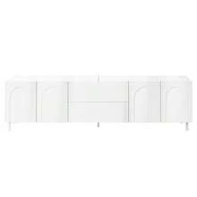 Living Room Set With TV Cabinet + Coffee Table, Furniture Set With Arched Doors, Body Made Of Particle Board + MDF, Furniture With Steel Tube Legs, Storage Combination For Living Room - White - View 11