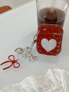 Red Star Hollow Heart Design Protective Case Compatible With Apple Pods 4, Pro 2nd Gen, Bluetooth Pods Pro 3 Earbuds - Red - View 10