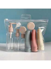 11pcs Refillable Travel Dispenser Bottle Set, Multi-Size Containers For Shampoo, Body Wash, Lotion And Other Toiletries, Suitable For Home Storage, Travel, Beach And Water Sports, Portable Travel Toiletries Set - A - View 1