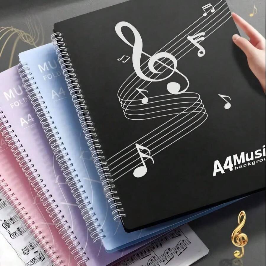 A4 Waterproof Music Score Folder, 40 Pages Flippable Design, Durable PP Material, Can Store Choir And Solo Music Scores, Suitable For Beginner Performance Class Use, Also Can Be Used As Office Document Storage Binder - Multicolor - View 1
