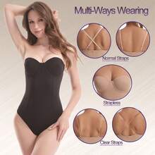Men Shapewear Bodysuits - Black - View 2