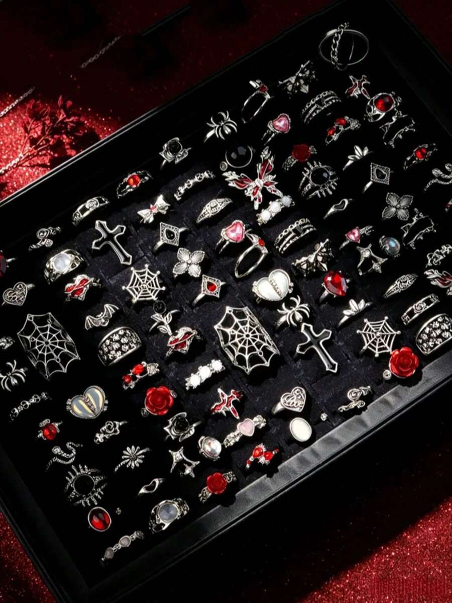 10pcs Spider & Butterfly Women's Ring Set, Punk Hip-Hop Mixed Style ...