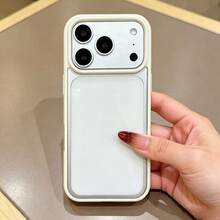Dual-Color Dopamine Candy Color Frame Transparent Phone Case, Large Full Camera Window Frosted Transparent Shockproof Protective Cover, Compatible With IPhone 17 16 15 14 13 Pro Max 12 Pro Max 11 Phone Case, Holiday Gift - White - View 1