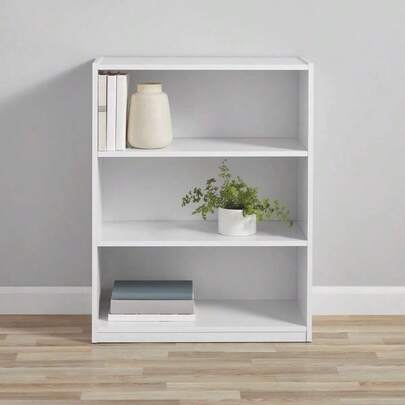 3-Shelf Bookcase With Adjustable Shelves, White