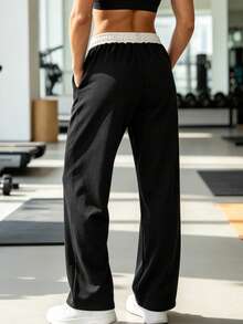 Women's Spring/Autumn Soft Comfortable Breathable Casual Street Style Running Fitness Straight Leg Sweatpants Joggers - Black - View 10