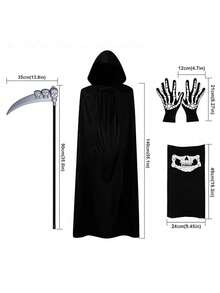 Death Cloak Halloween Hooded Cape Cosplay Horror Costume Set | Unisex | Lightweight & Breathable | Set - Multicolor - View 8