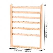 Multifunctional Wooden Wall-Mounted Rack, Jewelry Earring Necklace Storage Display Organizer, Entryway Key Holder Solid Wood Hanging Shelf, No Drilling Required, Farmhouse Rustic Wall Decor For Bedroom Closet Hallway Christmas Gift For Home - Multicolor - View 2