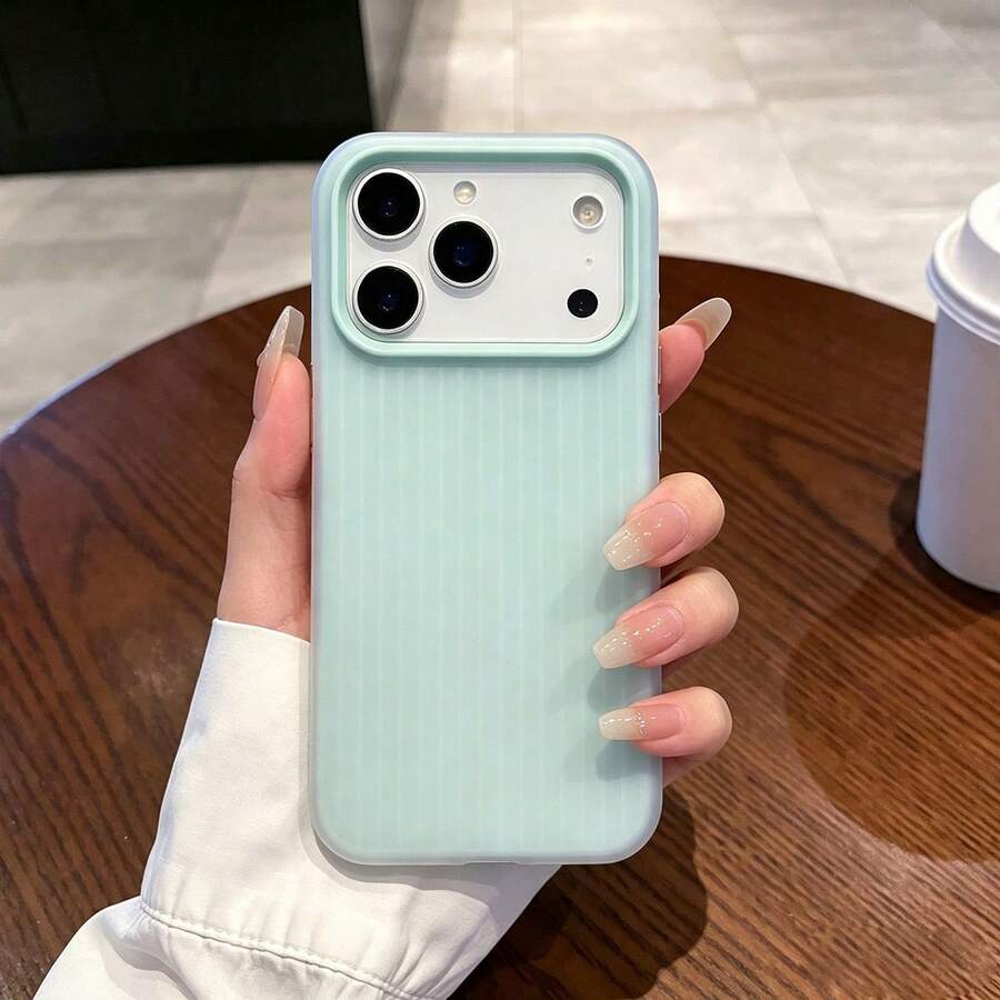適用於 iPhone 17/17 Pro/17 Pro Max/16/15/14/13/12/11 系列手機殼,1件 Ins 風 2 合 1 磨砂波浪紋手機殼,全包防摔保護殼,17 Pro Max Apple 手機殼,時尚防摔全包手機殼 - 淺藍色 - 查看 1
