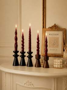 4pcs Scented Long Taper Candles 20cm*2cm, 7 Hours Burning Time, Christmas Halloween Home Table Decor, Wedding Party Candle Holder Decoration Fragrance Candles - Mixed - View 9