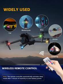 2/4/6 piezas Luces decorativas LED inalámbricas, Luces estroboscópicas LED, Tira de luz interior de coche RGB con control remoto, Luces decorativas recargables USB-C para coche, motocicleta, dron y bicicleta - A - Ver 11