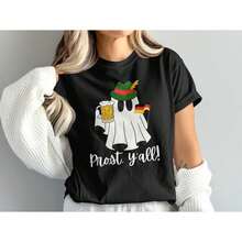 Camiseta Oktoberfest, Camiseta de Cerveza Fantasma Prost Y'all, Camiseta - Negro - Ver 1