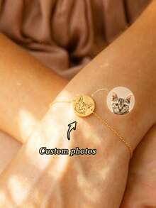 سوار صورة حيوان أليف مخصص 1 قطعة، قابل للتخصيص بالاسم، سوار محفور بتصميم بسيط، هدية لعشاق القطط، هدية عيد الميلاد الشخصية - متعدد الألوان - مشاهدة 1