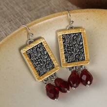 Women's Elegant Dual-Tone Scroll Pattern Earrings, Vintage Design Exudes Graceful Elegant - Silver - View 6