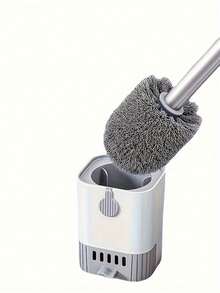 1pc Wall-Mounted Toilet Brush With Base, Long-Handled Cleaning Brush, Essential Toilet Cleaning Tool For Dormitories And Home Bathrooms, Bathroom Accessories, Bathroom Decorations, Toilet Cleaning Tools, Toilet Accessories, Bathroom Supplies. - Multicolor - View 5