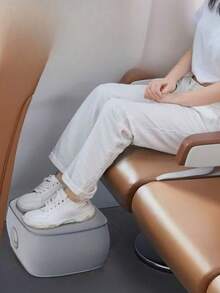 可攜式充氣腳墊，植絨旅行腳枕，飛機與高鐵腳部支撐，辦公室腳墊，可調節長途旅行腳墊，適用於居家、辦公室與商務出差，親膚植絨材質 - 彩色 - 查看 7