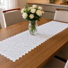 Caminho de Mesa em Renda Trilho de Mesa Decoração Cozinha  1,50x0,50 cm JCM - Branco - Visão 6