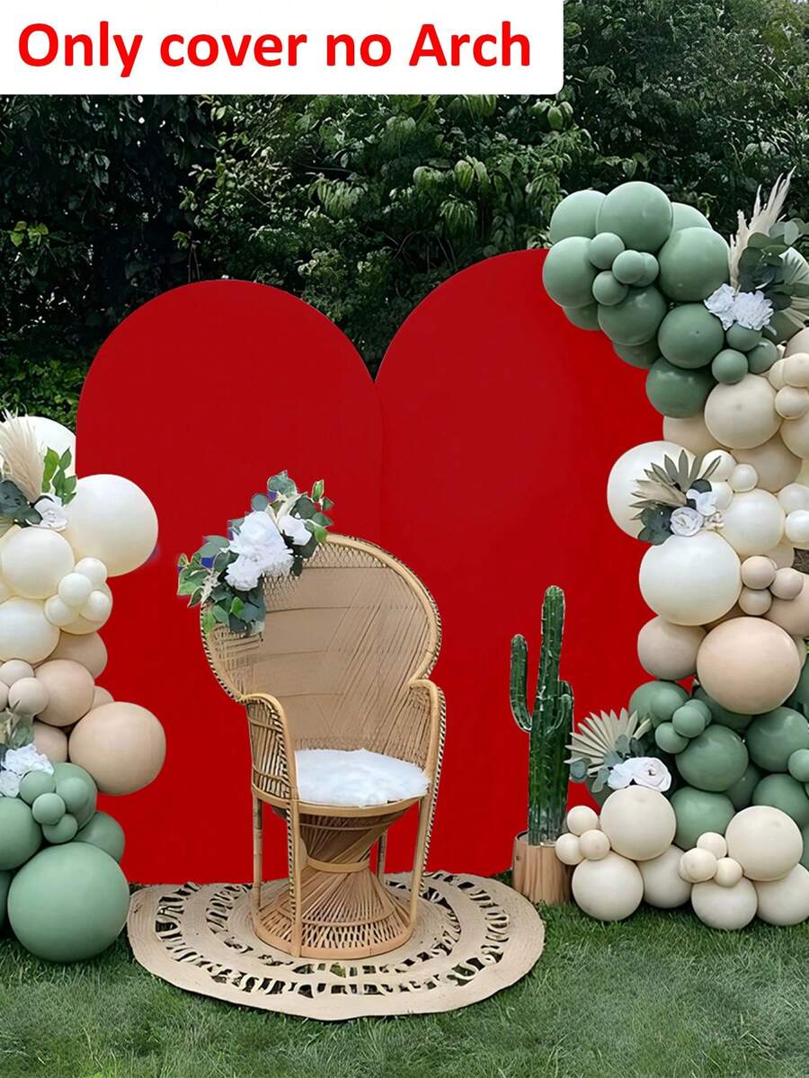 1 pieza Cubierta de arco semicircular elástica en forma de U de color rojo, adecuada para restaurante, fiesta de cumpleaños, decoración de boda, fondo de escena interior/exterior, cubierta de soporte de arco de boda en forma de U, adecuada para decoración de fondo de fiesta, todas las estaciones (marco de metal no incluido)