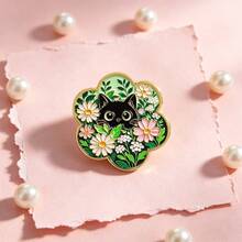 Cute Black Cat Floral Lapel Enamel Pins And Brooches Badge Pins For Backpacks Bags Backpack Cool Decoration Friend For Gifts - Multicolor - View 11