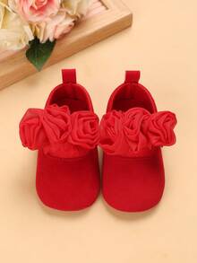 Cute Pink Spring/Autumn Style Bowknot Solid Color Princess Shoes, Infant Casual Shoes For Newborns And Toddlers - Red - View 1