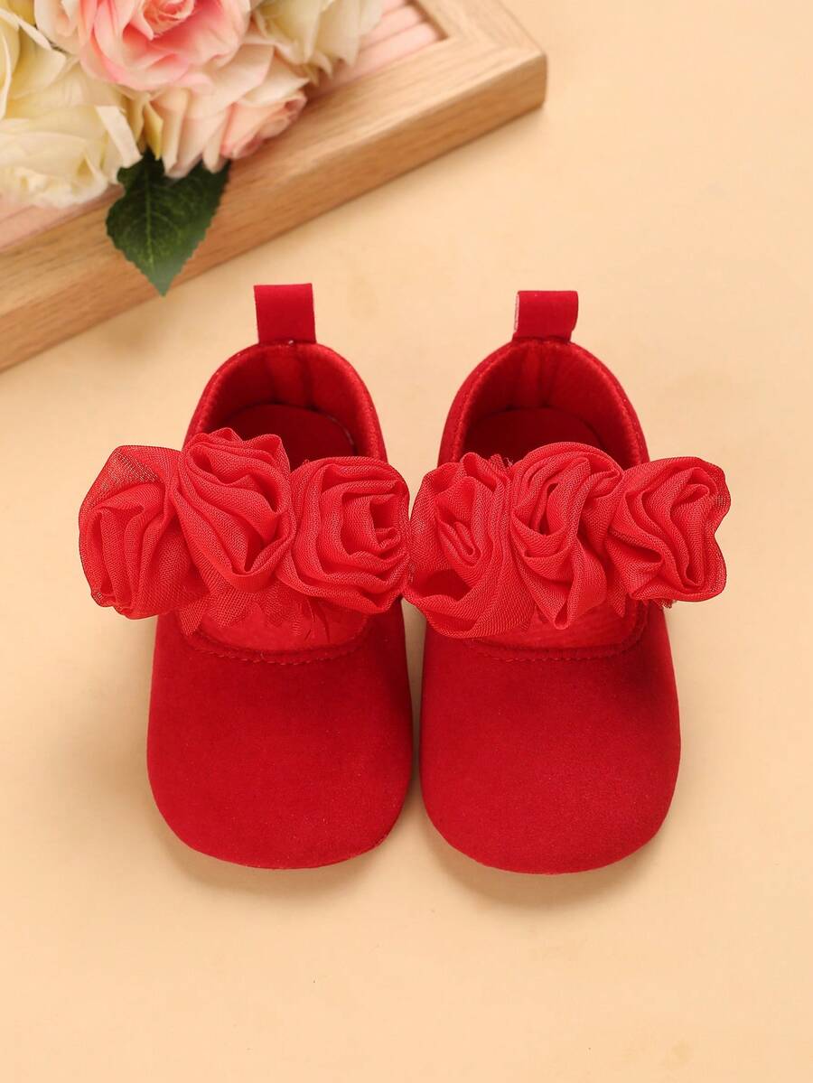Cute Pink Spring/Autumn Style Bowknot Solid Color Princess Shoes, Infant Casual Shoes For Newborns And Toddlers - Red - View 1