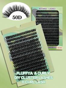 Waloshow 14 Rows 50D 0.05mm Fine Hot Melt Cluster False Eyelashes 9-16mm Mixed Length Faux Mink Hair Eyelash Extensions 3D Russian Volume Single Cluster Eyelashes For Makeup Black Eyelashes Purple Box - DD - View 2