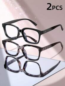 3 Pairs/2 Pairs Classic Retro Square Frame Reading Glasses For Men & Women, Computer Office Reading, +1.0 To +4.0 - Transparent - View 32