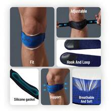 HYL SPORTS 1PC Adjustable Patella Strap, Reflective Fabric With Built-In Thickened Silicone Gasket, Dual-Direction Compression, Fit For Men & Women, For GYM, Basketball, Badminton, Tennis, Cycling And Daily Life - Multicolor - View 6