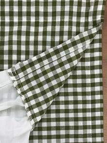 1pc Green Plaid Layered Curtain Set With Lace Ruffle Valance, Rod Pocket Farmhouse Style Cafe Curtains, Sheer Semi-Transparent For Kitchen Bathroom Small Window Decor - Green - View 9
