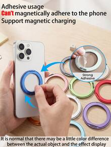 1 buah Dudukan Ponsel Magnetik Paduan Aluminium Berputar 360°, Dengan Perekat untuk Pemasangan di Meja, Mendukung Pengisian Daya Magnetik - MultiWarna - View 1