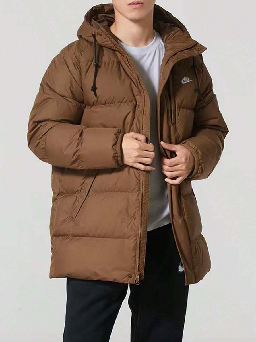 Nike Sportswear Club Men's Water-Repellent Hooded Down Parka Jacket Brown - Brown - View 1