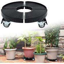 Verstellbarer Pflanzenroller für Innen- und Außenbereich, 39-52cm Blumen- und Pflanzenständer mit 360° drehbaren Rollen, stabile Tragkraft bis 300kg, Schwarz - Schwarz - Übersicht 1