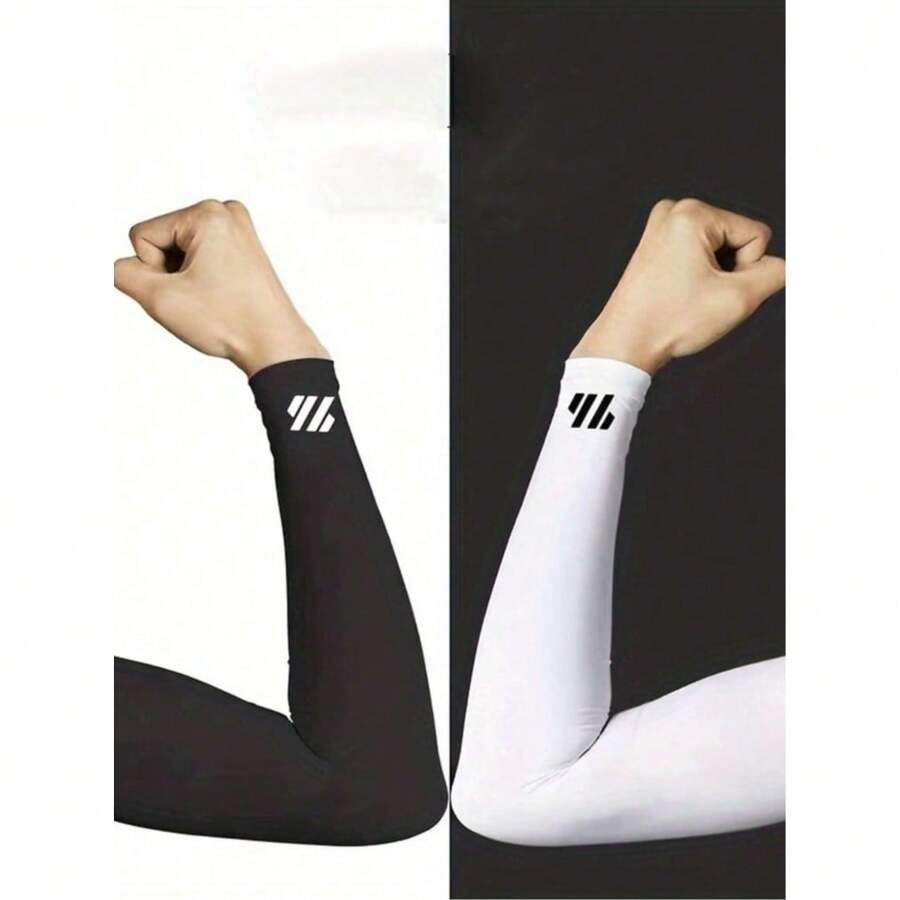 1 Pair Cooling Sun Protection Arm Sleeves, Breathable Elastic Quick-Dry Fabric, Snug Fit, Ideal For Summer Sports And Cycling - Multicolor - View 1