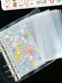 1件貼紙相簿 貼紙收藏整理鬆頁活頁夾套組 鬆頁貼紙書 相簿 雙環軟皮鬆頁筆記本 - 多色 - 查看 3