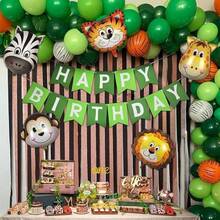Green Happy Birthday Banner, Green Plant Theme Birthday Party Decoration Hanging Flag, Suitable For Birthday Garland, Room Hanging Decoration, Etc. - Green - View 2