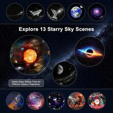 Galaxy 投影燈小夜燈，2合1 USB 便攜式星空投影燈，LED 天花板/牆面投影燈，可 360° 旋轉，USB 供電適用於汽車與臥室，成人裝飾燈 - 白色 - 查看 8