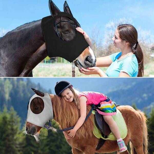Horse Face Protective Mask, Breathable Head Cover, Equestrian Supplies, Elastic Horse Mask, Mosquito And Insect Repellent Horse Gear