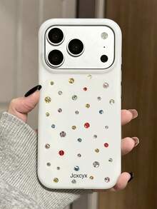 BlingBling Colorful Diamond Wave Polka Dot Phone Case, Compatible With IPhone 17 Pro Max 17 Pro 17 16 Pro Max 16 Pro 16 15 Pro Max 15 Pro 14 Pro Max 14 Pro 13, Minimalist Shockproof Protective Back Cover - White - View 4