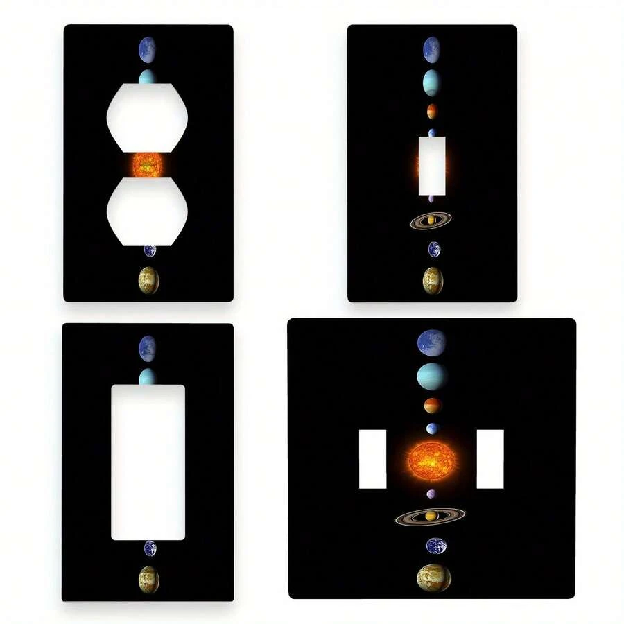 1pc 1Gang/2Gang Planet System Decorative Light Switch Wall Plate Cover Electrical Outlet Cover Receptacle Plug Face Plate Home Kitchen Room Decor - Single Toggle 11cm*7.5cm - View 1